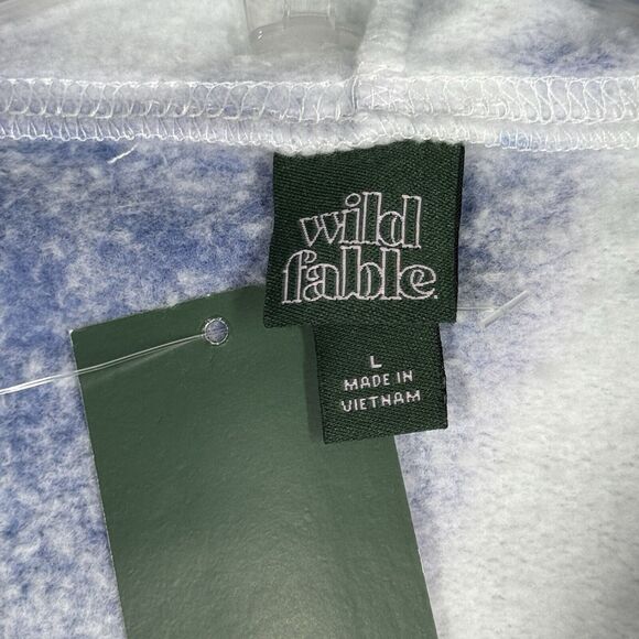 Wild Fable Shirt Women Large Blue White Tie Dye Crop Hoodie Casual Athleisure - Picture 5 of 7